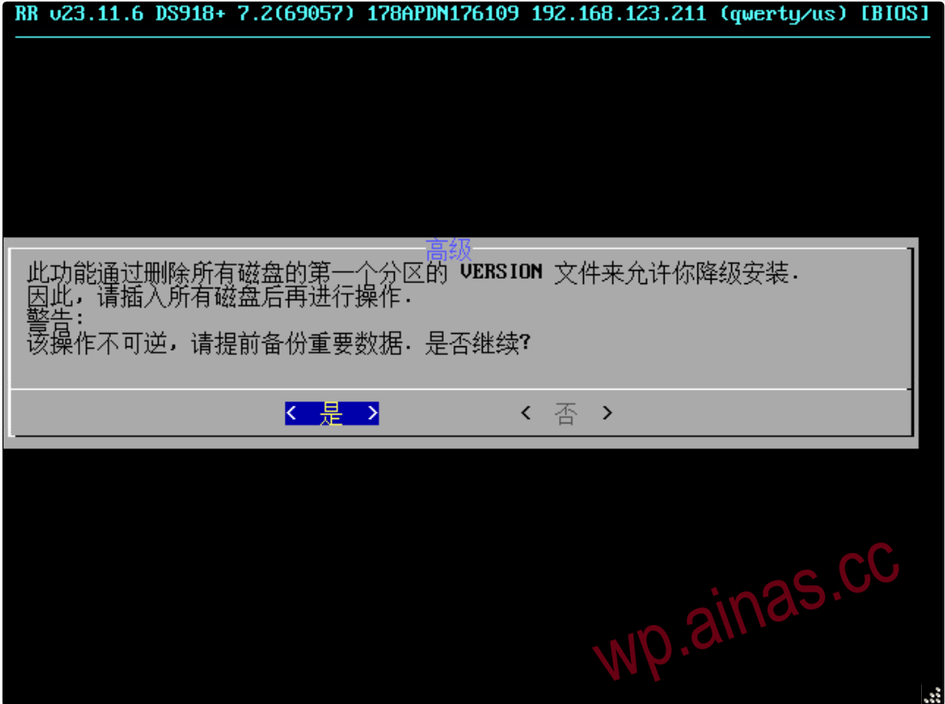 ARPL (RR)高级设置菜单功能说明 无损降级 重置密码 格式化硬盘使用说明